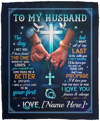 Personalized Wife to My Husband, White, Cozy Plush Fleece Blanket - 50x60