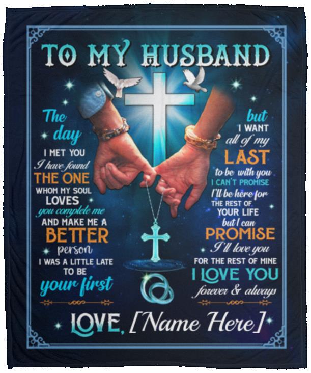 Personalized Wife to My Husband, White, Cozy Plush Fleece Blanket - 50x60