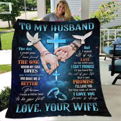 Alternative view of Cross Dove To My Husband The Day I Met You I Have Found The One Whom My Soul Loves Fleece Blanket - Sherpa Blanket