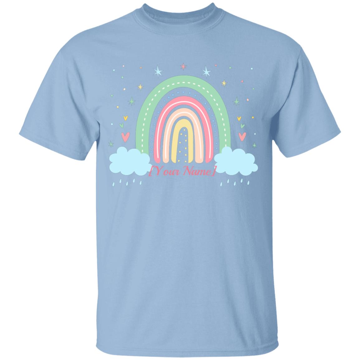 Personalized Rainbow Baby Girl Youth T-Shirt, Light Blue, Youth T-Shirt