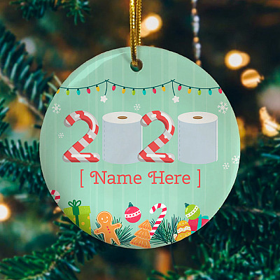 Customized Christmas 2020 Toilet Paper Decorative Christmas Ornament Keepsake - Holiday Flat Circle Ornament