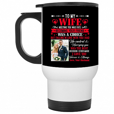 14 oz. White Travel Mug