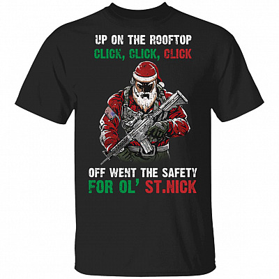 Santa Claus Up TShirt, Black, Unisex T-Shirt