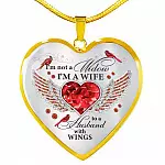 I'm Not A Widow I'm A Wife To A Husband Cardinal Bird Wings Heart Necklace - In Memory Of Husband Necklace - Heart Luxury Necklace (Gold Plated)