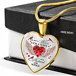 I'm Not A Widow I'm A Wife To A Husband Cardinal Bird Wings Heart Necklace - In Memory Of Husband Necklace - Heart Luxury Necklace (Gold Plated)
