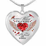 I'm Not A Widow I'm A Wife To A Husband Cardinal Bird Wings Heart Necklace - In Memory Of Husband Necklace - Heart Luxury Necklace (Silver)