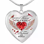 I'm Not A Widow I'm A Wife To A Husband Cardinal Bird Wings Heart Necklace - In Memory Of Husband Necklace - Heart Luxury Necklace (Silver)