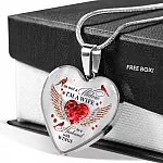 I'm Not A Widow I'm A Wife To A Husband Cardinal Bird Wings Heart Necklace - In Memory Of Husband Necklace - Heart Luxury Necklace (Silver)