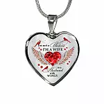 I'm Not A Widow I'm A Wife To A Husband Cardinal Bird Wings Heart Necklace - In Memory Of Husband Necklace - Heart Luxury Necklace (Silver)