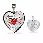 I'm Not A Widow I'm A Wife To A Husband Cardinal Bird Wings Heart Necklace - In Memory Of Husband Necklace - Heart Luxury Necklace (Silver)