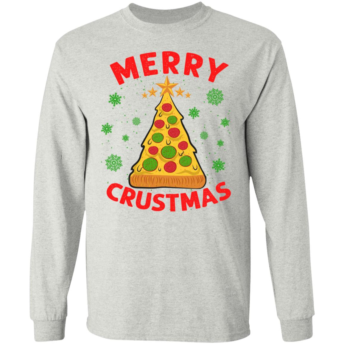 Merry Crustmas Crust Pizza Lover Hoodie, Ash, Long Sleeve Merry Crustmas Crust Pizza Lover Hoodie, Ash, Long Sleeve