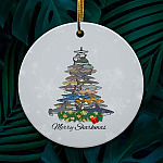 Merry Sharkmas Funny Shark Christmas Tree Circle Ornament - Shark Lover Gift