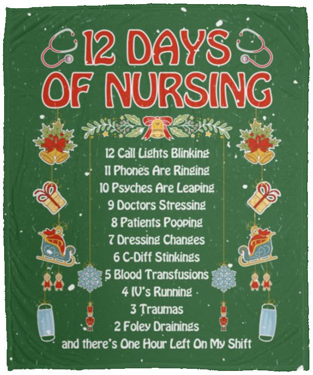 Nurse Blanket, White, Cozy Plush Fleece Blanket - 50x60