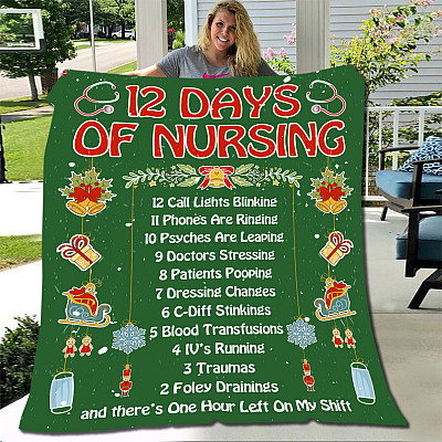 Alternative view of Nurse Fleece Mink Blanket - 12 Days Of Christmas Nursing Nurse Gifts Woven Blanket