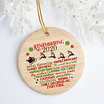 Pandemic Christmas 2020 Remembering Lockdown Quarantine Covid Xmas Holiday Circle Ornament Keepsake