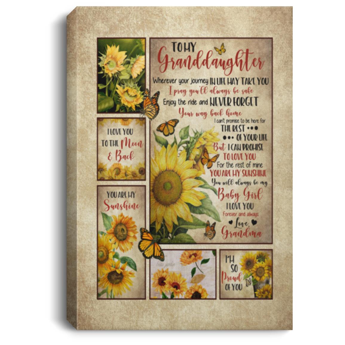 Personalized Grandma to My Granddaughter Poster, White, 0.75'' Framed Canvas