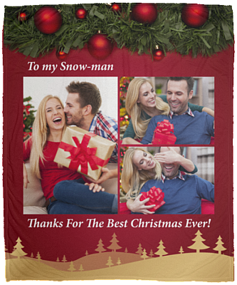 Personalized Custom Photo To My Snowman Thank For The Best Christmas Ever Xmas Gift Fleece - Mink Sherpa Blanket, White, Cozy Plush Fleece Blanket - 50x60