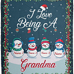 Personalized I Love Being Grandma Blanket, White, Cozy Plush Fleece Blanket - 50x60