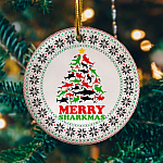Merry Sharkmas Xmas Tree Christmas Ornament - Funny Santa Sharks Christmas Lover Gift Xmas Keepsake Ornament
