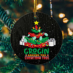 Funny Crocin Around The Christmas Tree Circle Ornament - Funny Crockin Gift For Christmas Decorative Ornament