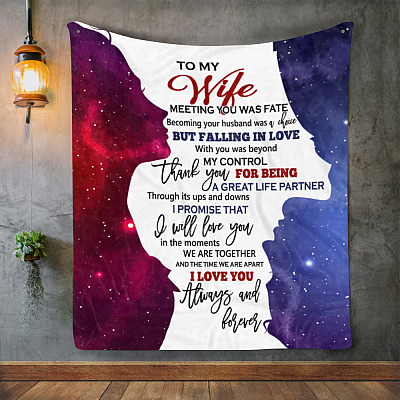 Alternative view of To My Wife Fleece Mink Blanket - Meeting You Was Fate Falling In Love Out Of My Control Woven Blanket