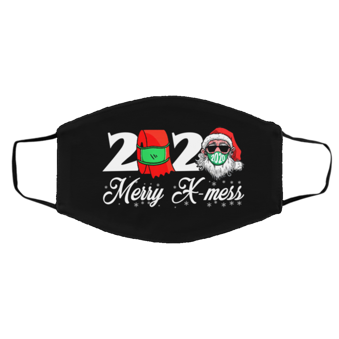 Merry X-Mess 2020 Pandemic Christmas Washable Reusable Custom - Printed Cloth Face Mask Cover, Black, Cloth Face Cover – Medium/Large