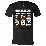 Things I Do In My Spare Time, Black, V-Neck T-Shirt
