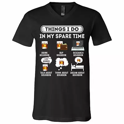 Things I Do In My Spare Time, Black, V-Neck T-Shirt