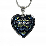 Mom To My Daughter Even When I Am Not Close By I Want You To Know I Love You I'm Always There Heart Pendant Necklace - Heart Luxury Necklace (Silver)