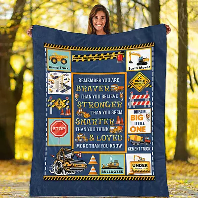 Alternative view of Proud Heavy Equipment Boy Truck You Are Braver Stronger Smarter Blanket Construction Excavator Saying Blanket