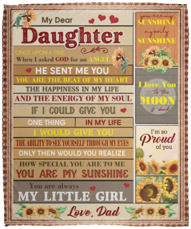 Dad to My Dear Daughter, White, Cozy Plush Fleece Blanket - 50x60
