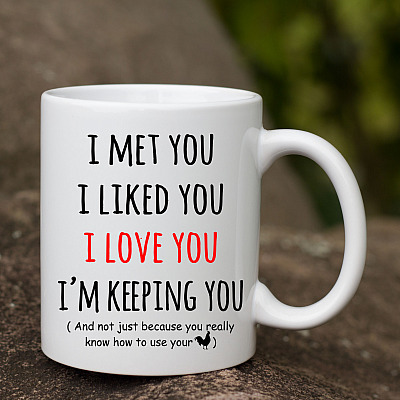 Alternative view of I Met You I Liked You I Love You I'm Keeping You - How To Use Your Rooster Valentine Ceramic Coffee Mug Cups