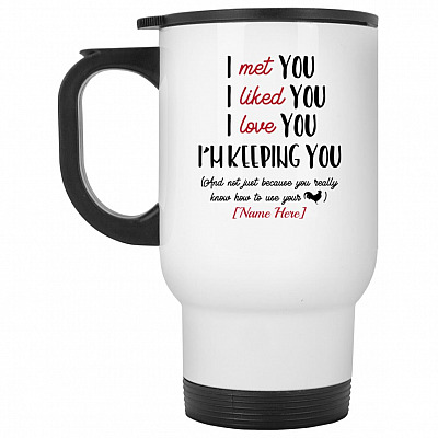14 oz. White Travel Mug