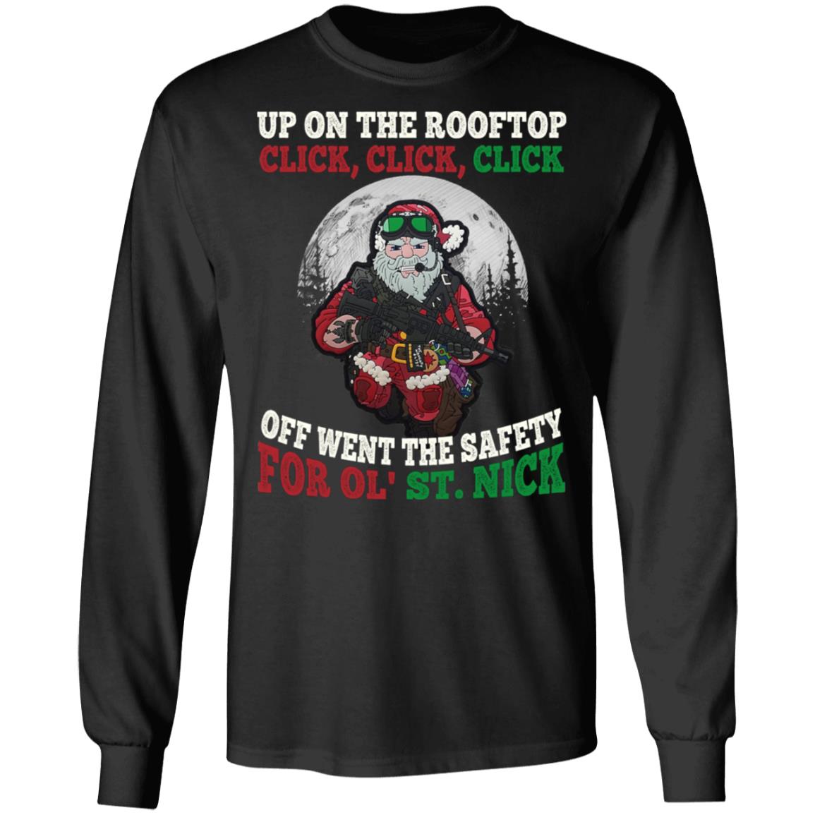 Up On The Rooftop Click Click Click Off Went, Black, Long Sleeve