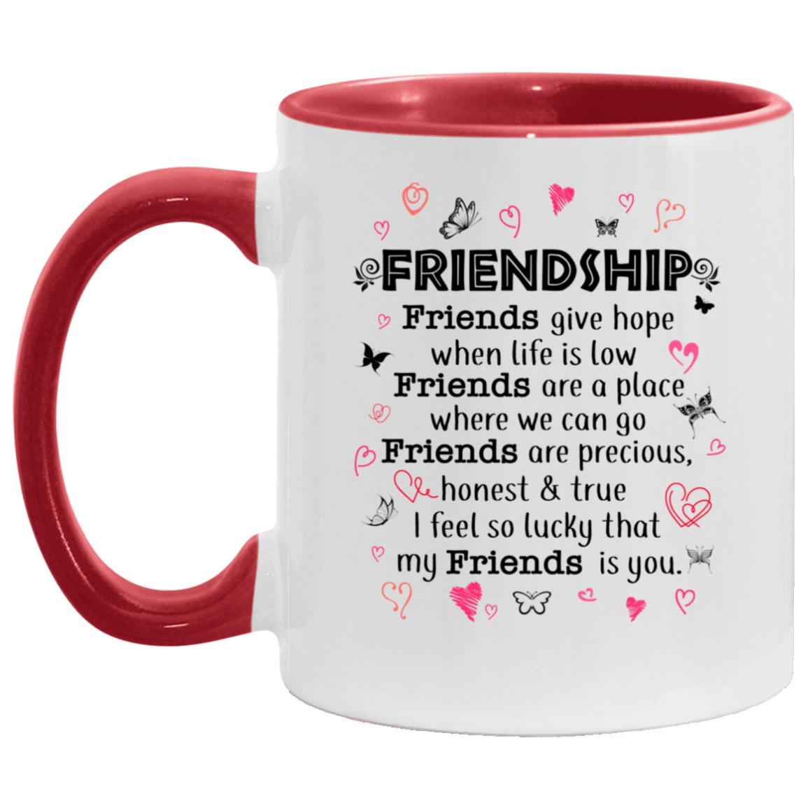 Friendship Accent Mugs, White/Red, 11 oz. Accent Mug