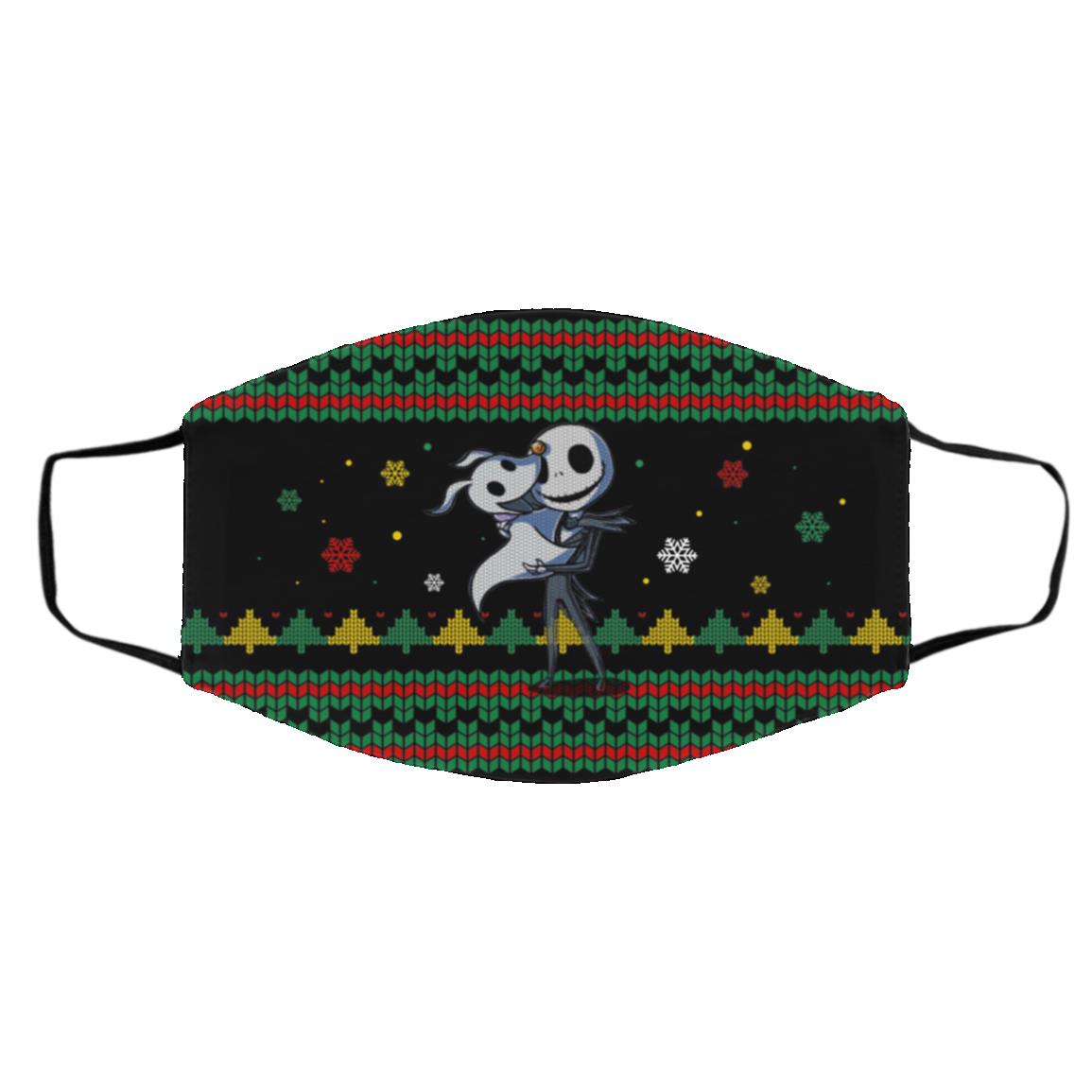 Jack Xmas Face Mask, Black, Cloth Face Cover – Medium/Large