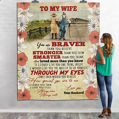 Alternative view of From Grumpy Old Husband To My Wife You Are Braver Than You Believe Fleece Blanket - Mink Sherpa Blanket