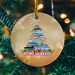 Merry Sharkmas Christmas Circle Ornament - Funny Shark Christmas Ornament