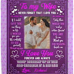 Custom Photo to My Wife, White, Cozy Plush Fleece Blanket - 50x60 Custom Photo to My Wife, White, Cozy Plush Fleece Blanket - 50x60
