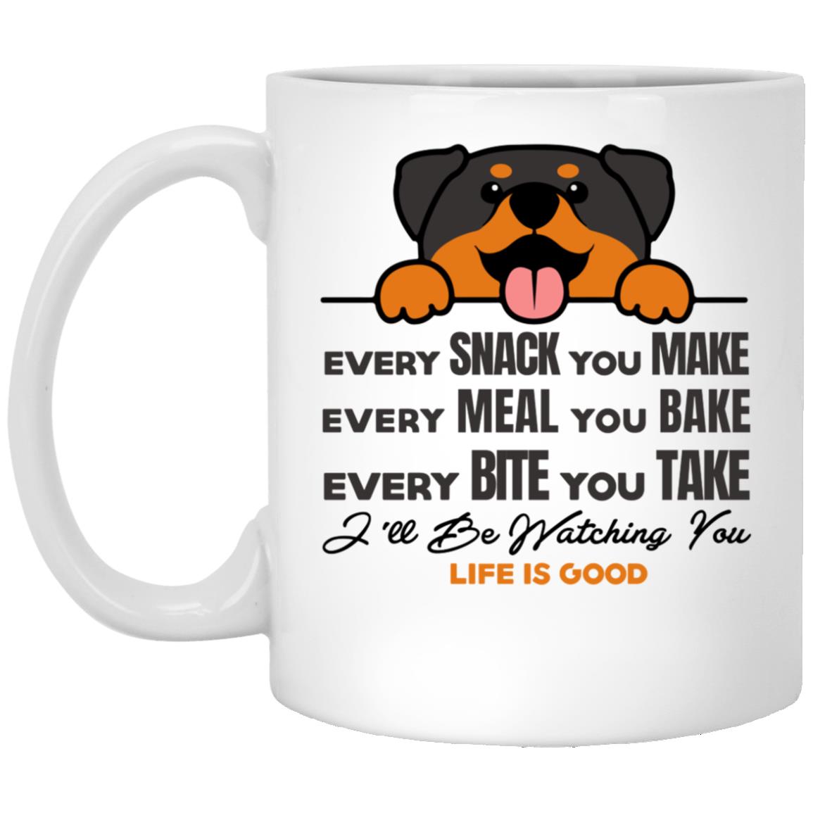 Rottweiler Ceramic Coffee Mug, White, 11 oz. White Mug