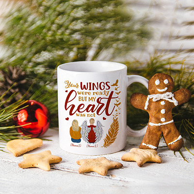 Alternative view of Personalized Mug Your Wings Were Ready but My Heart Was Not Ceramic Coffee Mug - Beer Stein - Water Bottle
