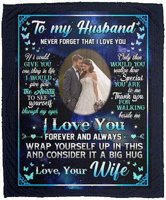 Personalized Photo To My Husband, White, Cozy Plush Fleece Blanket - 50x60
