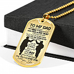 From Son To My Dad It's Not Easy To Raise A Child Army Solider Father's Day Military Dog Tag Pendant Necklace - Dog Tag (Gold Plated)