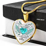 I'm Not A Widow I'm A Wife To A Husband With Dragonfly Wings Heart Necklace - In Memory Of Husband Necklace - Heart Luxury Necklace (Gold Plated) I'm Not A Widow I'm A Wife To A Husband With Dragonfly Wings Heart Necklace - In Memory Of Husband Necklace - Heart Luxury Necklace (Gold Plated)