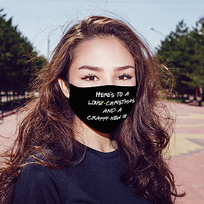 Alternative view of Here's To A Lousy Christmas And A Crappy New Year Washable Reusable Custom - Printed Cloth Face Mask Cover