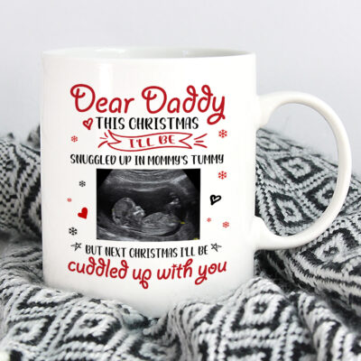 Alternative view of Personalized Photo Dear Daddy This Christmas I'll Be Snuggled Up In Mommy's Tummy Ceramic Coffee Mug