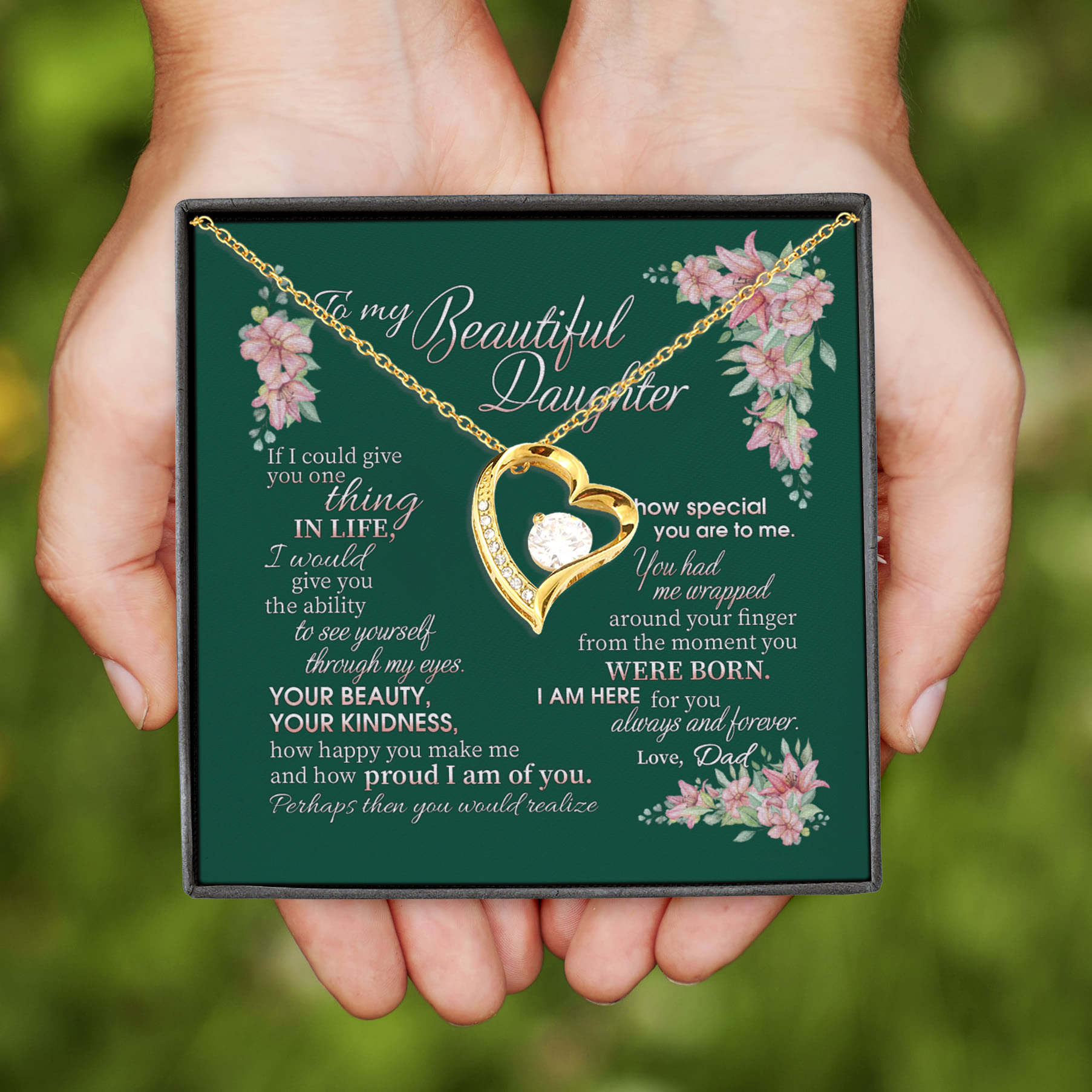 2VT. Dad To My Beautiful Daughter If I Could Forever Love Necklace (Gold)