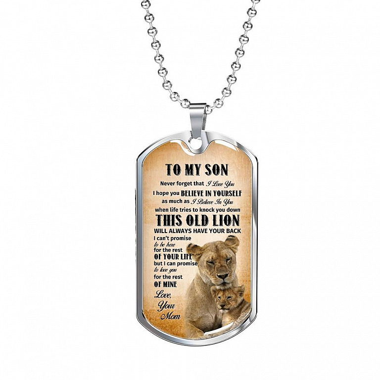 Mom To My Son Lion Believe Necklace 
