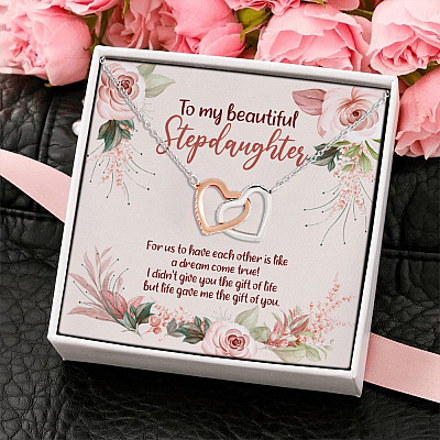To My Beautiful Stepdaughter For Us To Have Each Other Is Like A Dream Come True Interlocking Hearts Necklace
