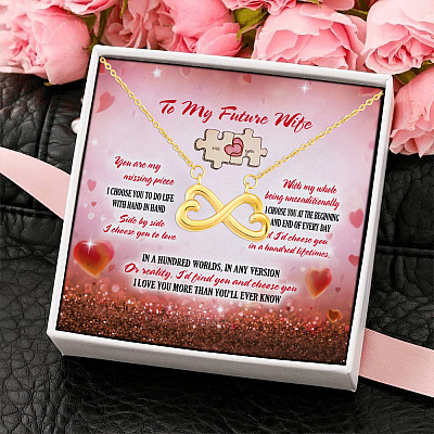 Alternative view of To My Future Wife You Are My Missing Piece I Choose You To Do Life With Infinity Heart Pendant Necklace